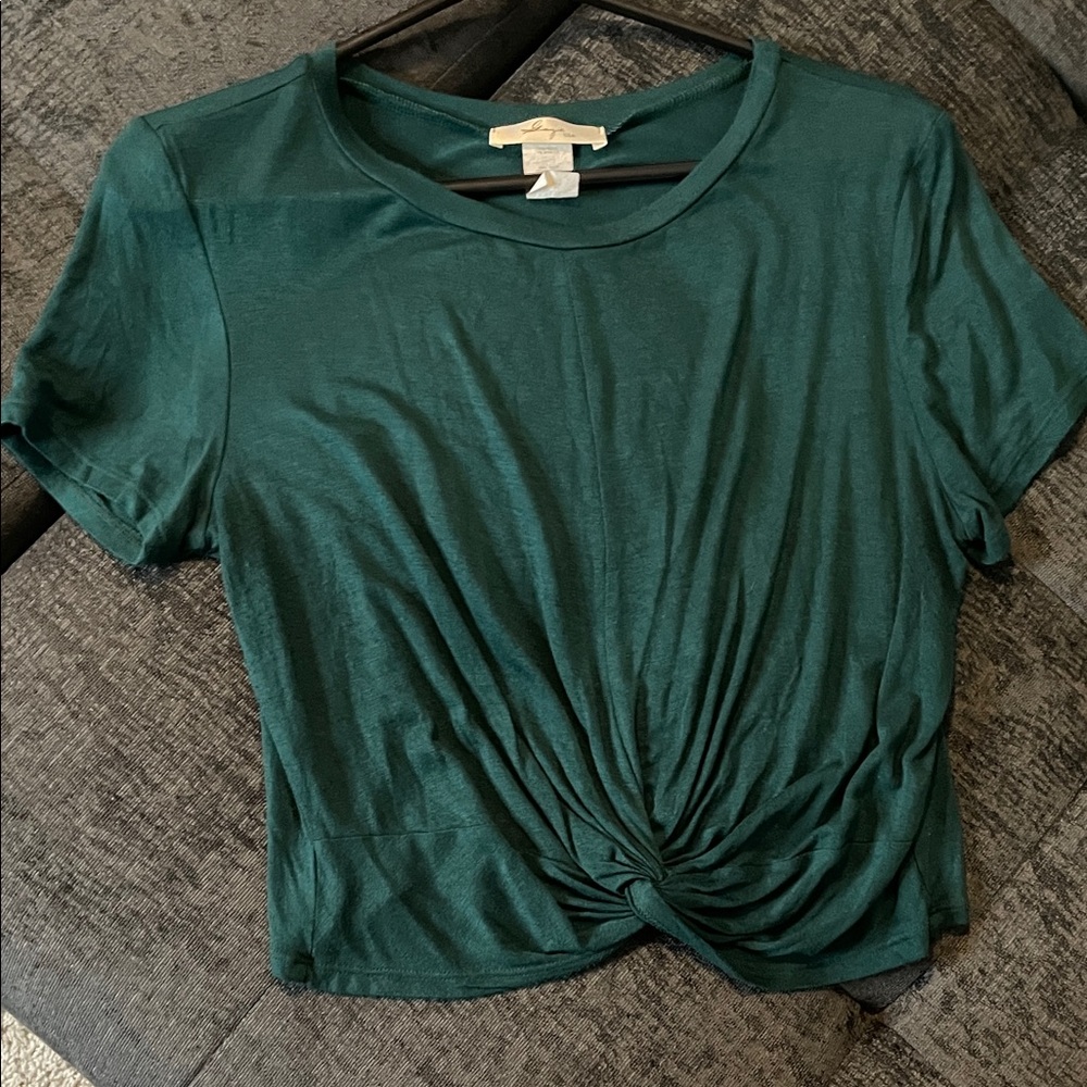 Green Women's Knot Front Crop Top